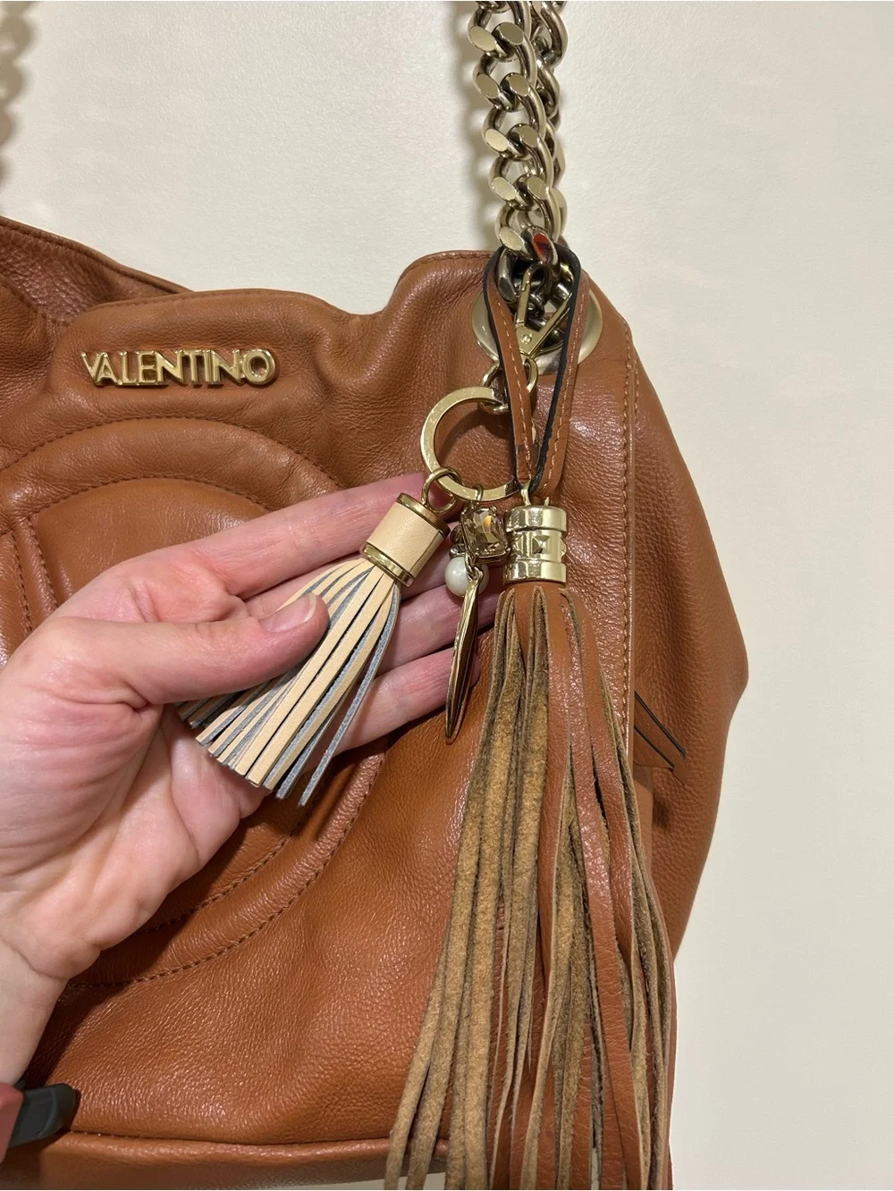 Valentino by Mario Valentino Luisa Italian Tan Brown Shoulder Bag